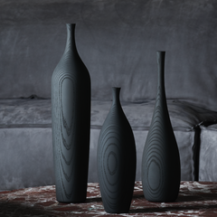 Black Wooden Vases