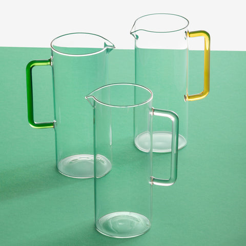 3 decorative tube water Jug made of glass by  Studio Ichendorf. 